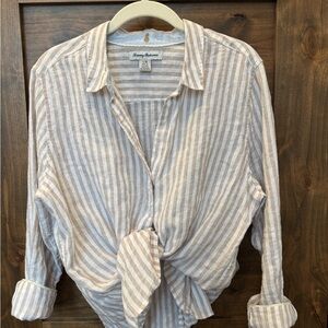 Tommy Bahama Beige and White Striped Shirt (worn once)